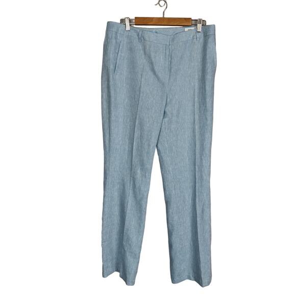 J. McLaughlin Taylor EOE Sky Blue 100% Linen Trouser Pants Size 14 - Picture 1 of 16